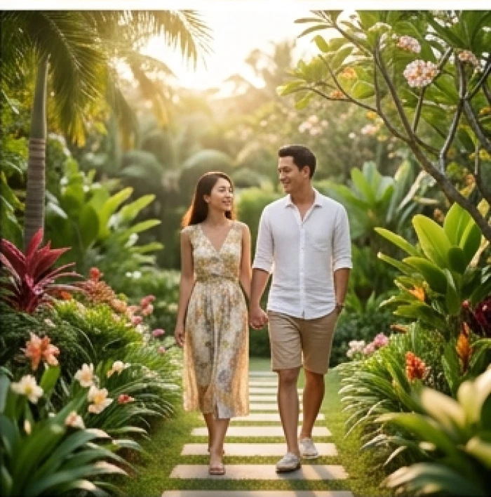 Cặp đôi vợ chồng tuổi Thìn và tuổi Dậu thư thái dạo bước trong chuyến du lịch riêng hâm nóng tình cảm