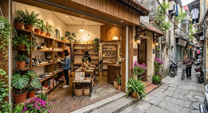 Không gian cửa hàng nhỏ được thiết kế hiện đại nhằm giải đáp thắc mắc tuổi tỵ hợp kinh doanh gì với số vốn khởi nghiệp ít