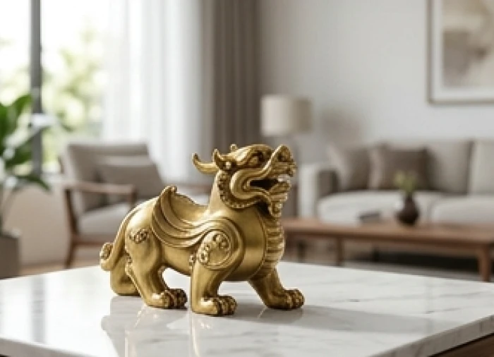 Tượng linh vật phong thủy đúc từ đồng nguyên khối mạ vàng sang trọng dành riêng cho người mệnh Kim