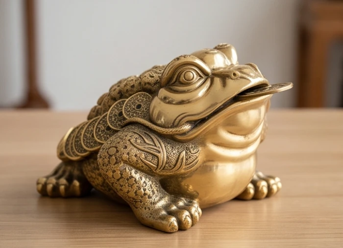 Pho tượng thiềm thừ bằng đồng thau chạm khắc tinh xảo dành cho người mệnh Kim và Thủy