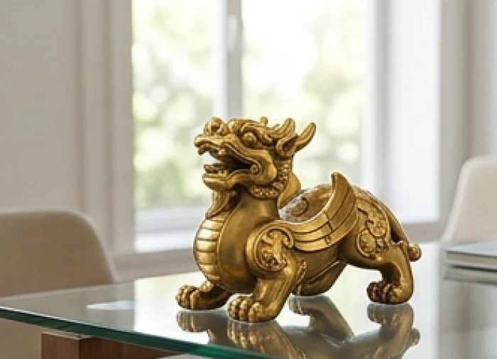 Tượng Tỳ Hưu bằng đồng nguyên khối mạ vàng sang trọng dành cho người mệnh Kim