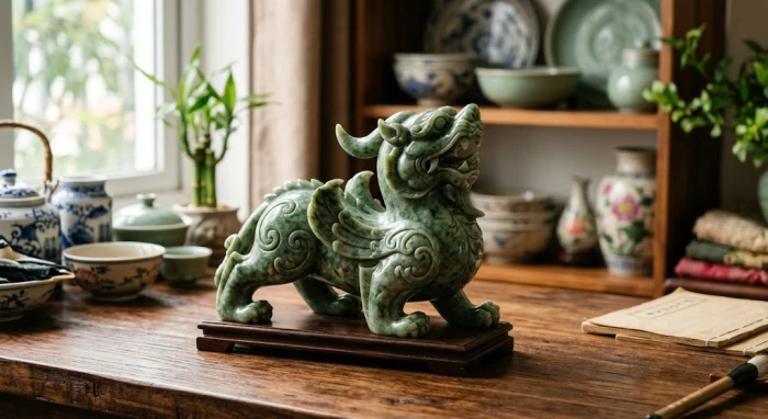 Tượng tỳ hưu phong thủy tuổi tỵ tinh xảo được chế tác từ đá tự nhiên nguyên khối