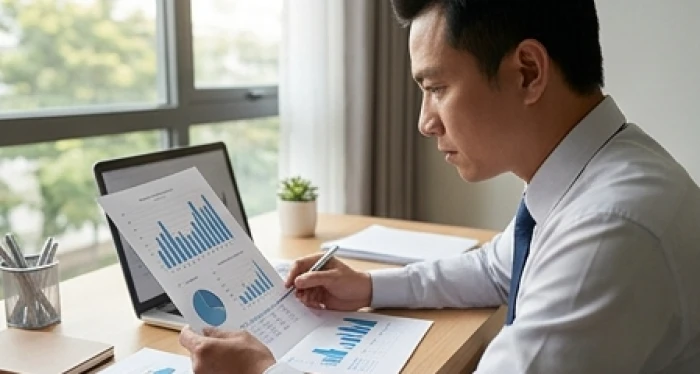 Nhân viên chuyên tâm hoàn thành hồ sơ dự án qua đó làm nổi bật sự kiên trì trong tính cách tuổi sửu