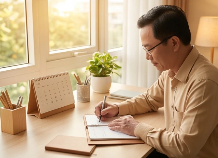 Gia chủ cẩn trọng xem xét lịch để bàn và ghi chép kế hoạch sinh hoạt theo từng giai đoạn trong năm Bính Ngọ