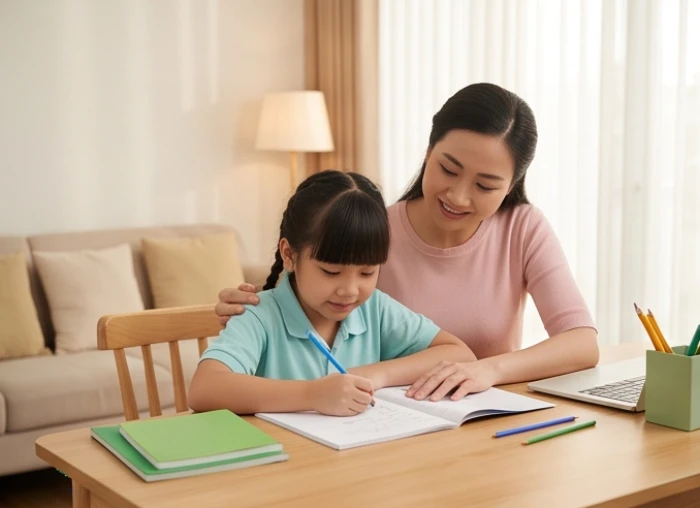 Cha mẹ đồng hành hướng dẫn trẻ sinh năm 2018 cân bằng lịch học tập tại nhà