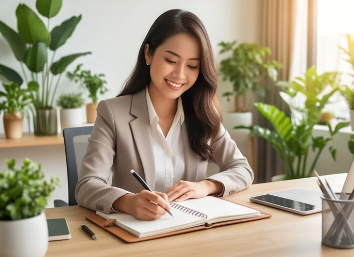 Nụ cười mãn nguyện của người kinh doanh khi lên kế hoạch phát triển sau thời kỳ khó khăn