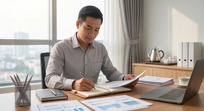 Gia chủ tuổi thìn sắp xếp bàn làm việc ngăn nắp chuẩn bị cho các kế hoạch tài chính năm 2027