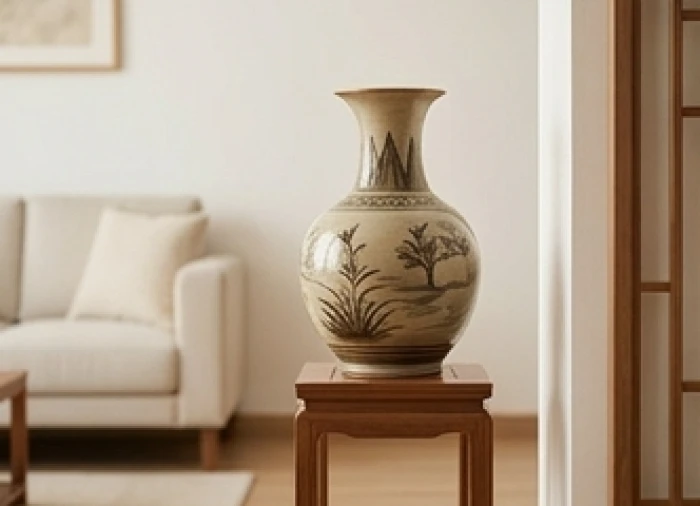 Bộ ba linh vật phong thủy được sắp xếp hài hòa trên chiếc bàn đá tự nhiên màu vàng nâu