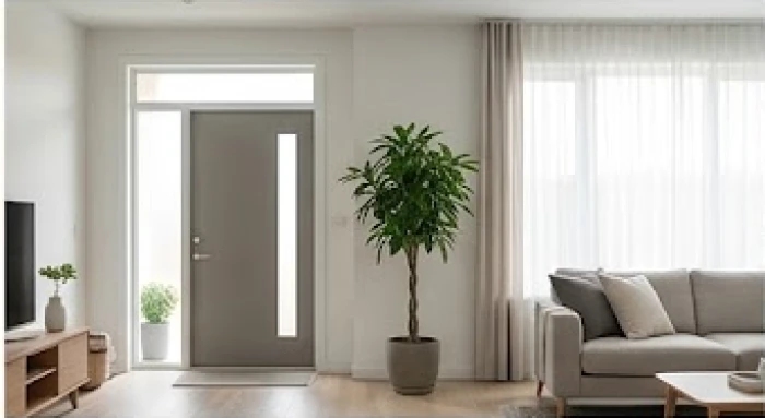 Chậu cây phong thủy cao một mét năm bài trí tại góc tụ khí chéo cửa chính phòng khách đón tài lộc