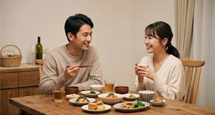 Bữa ăn tối đầm ấm của cặp đôi thể hiện sự gắn kết và nhường nhịn lẫn nhau trong hôn nhân