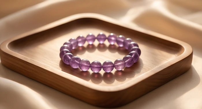 Chiếc vòng tay thạch anh tím tự nhiên giúp nữ mạng tuổi Ất Tỵ cân bằng năng lượng và tĩnh tâm