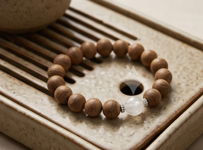Vòng tay phong thủy tuổi Dần kết hợp gỗ trầm hương tự nhiên ấm áp mix hạt charm đá thạch anh