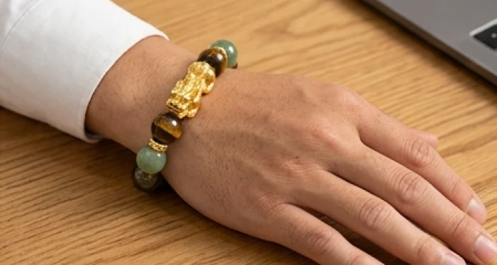 Nam giới đeo vòng tay tỳ hưu chạm khắc mạnh mẽ bên tay trái để gia tăng sinh khí và củng cố sự nghiệp