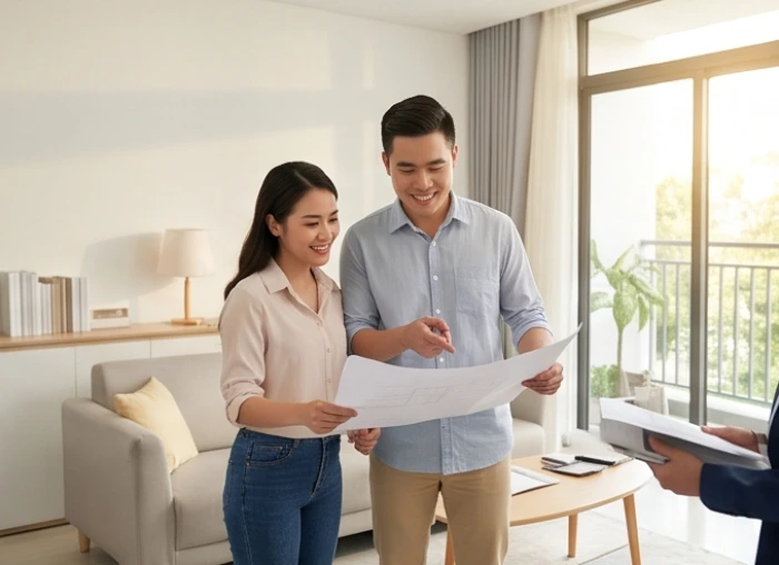 Gia đình tuổi giáp tuất xem xét bản vẽ thiết kế chuẩn bị khởi công xây dựng ngôi nhà vào năm 2027