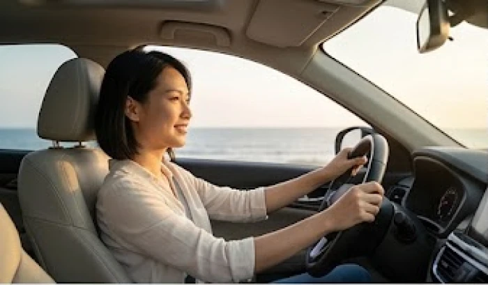 Người lái xe tự tin và thư thái bên trong khoang cabin của chiếc ô tô có màu sắc tương sinh ngũ hành
