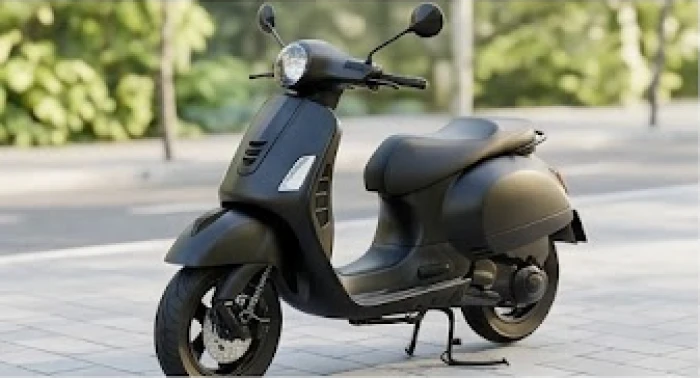 Chiếc xe máy màu đen nhám sang trọng với các chi tiết nhỏ tạo điểm nhấn an toàn cho người sử dụng
