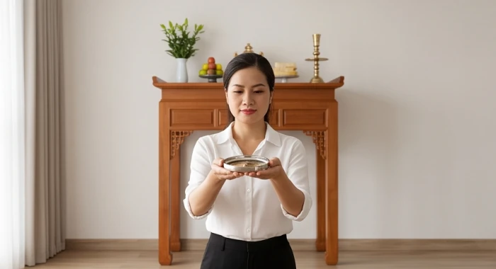 Nữ gia chủ đứng tên ngôi nhà trực tiếp đo hướng bàn thờ chuẩn theo cung mệnh Bát trạch