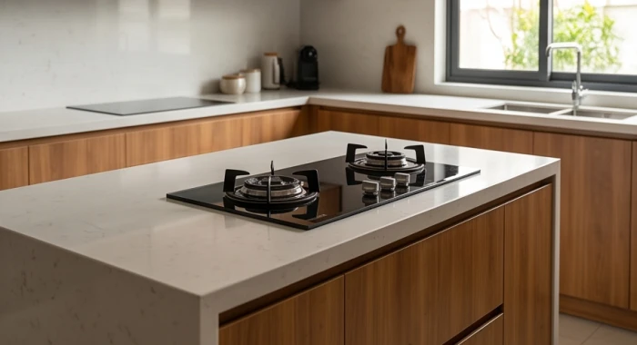 Bếp nấu hiện đại đặt chéo góc chuẩn nguyên tắc môn hung bếp cát hóa giải cửa nhà phạm kỵ